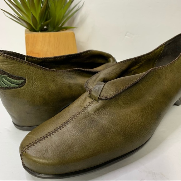Hispanitas Women’s Green Slip on Leather Loafers size 41 - Picture 2 of 5